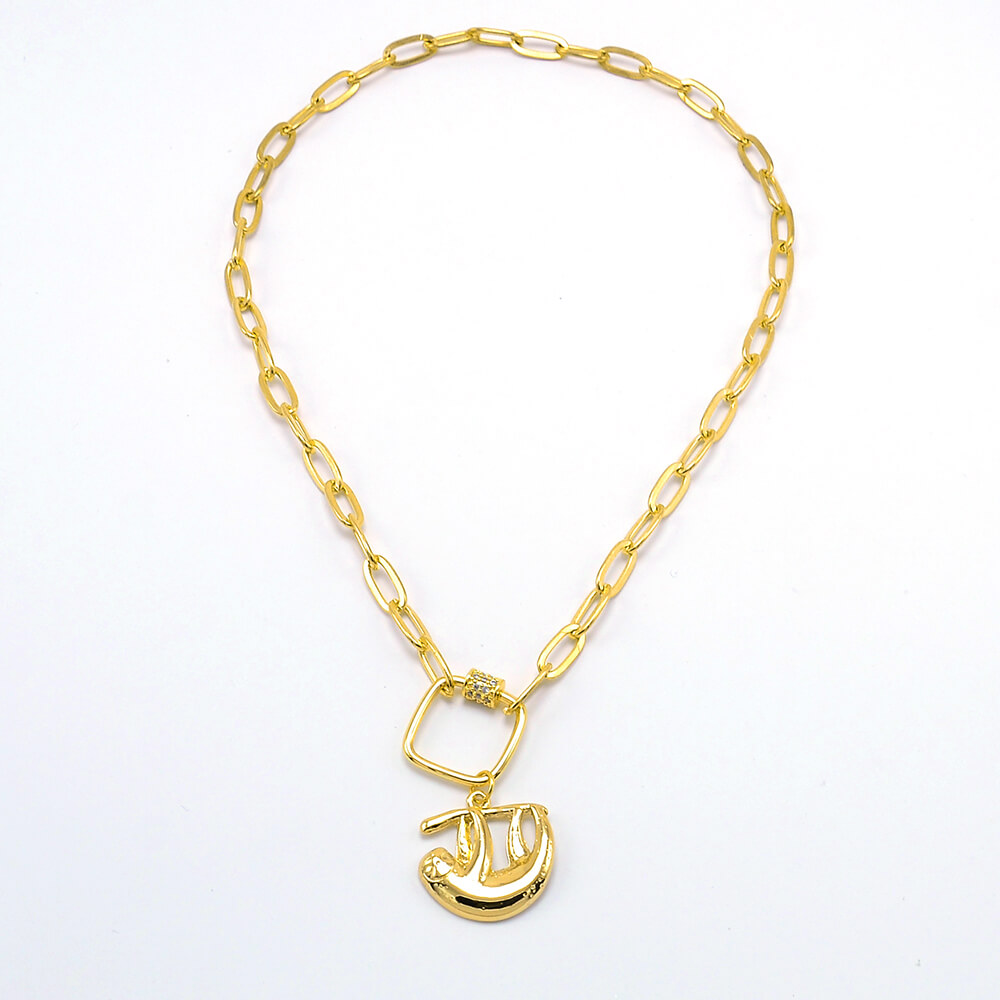 Square Carabiner Gold Chain Necklace