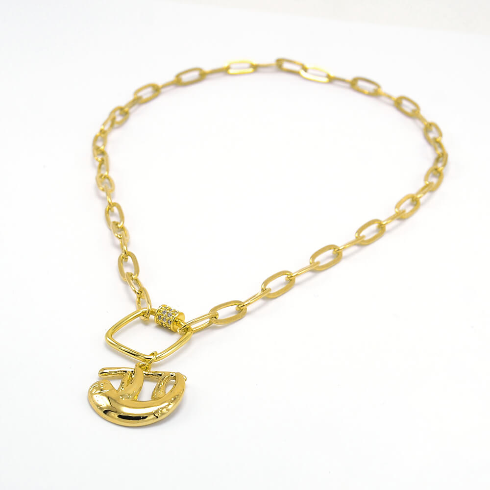 Square Carabiner Gold Chain Necklace