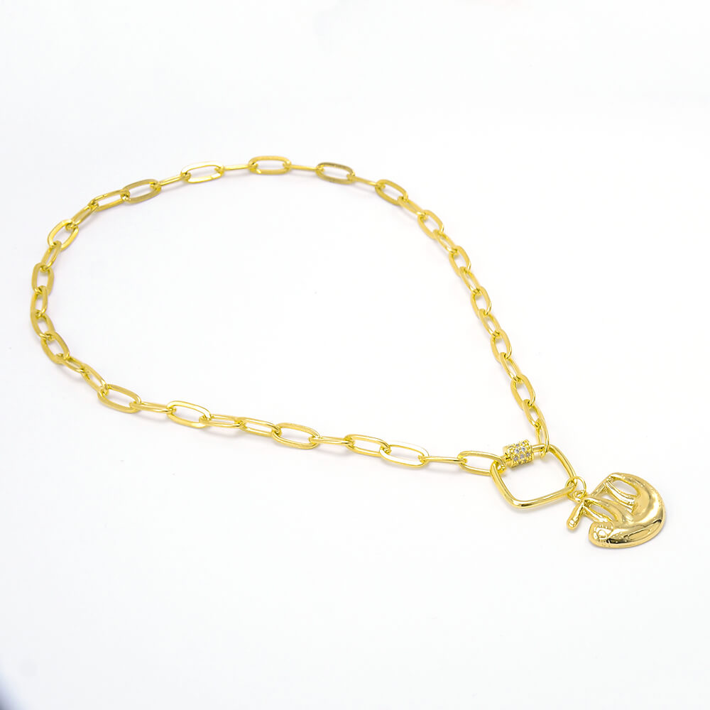 Square Carabiner Gold Chain Necklace