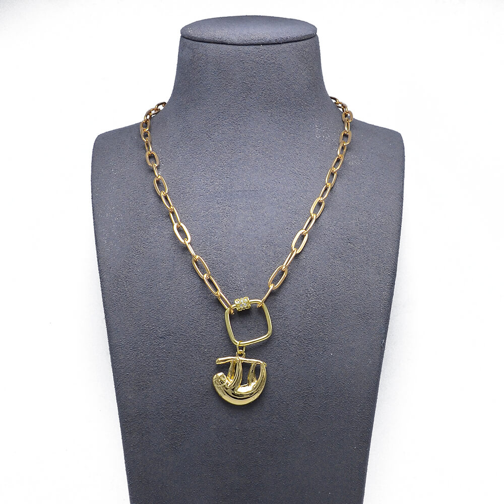 Square Carabiner Gold Chain Necklace