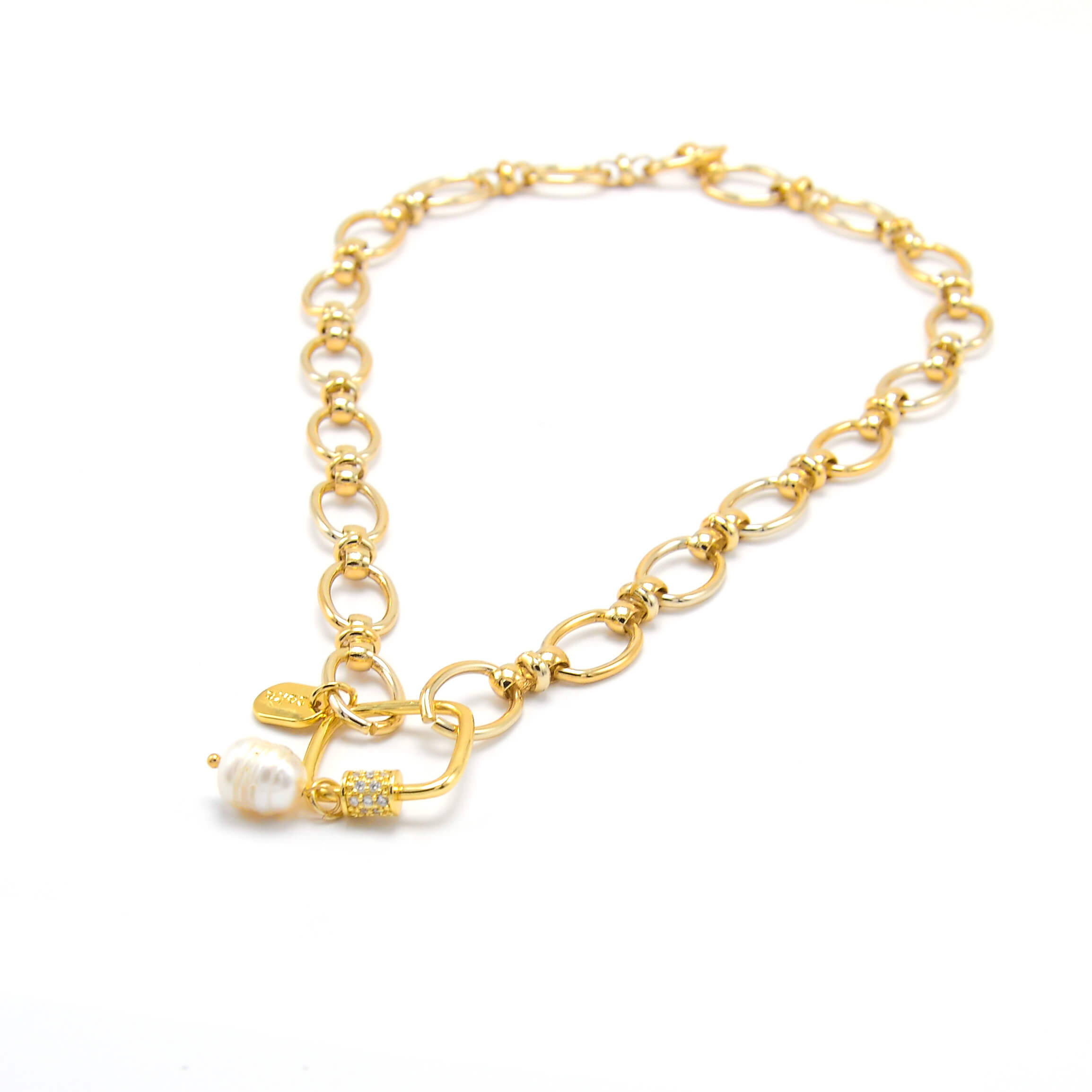 Square Carabiner Gold Chain Necklace