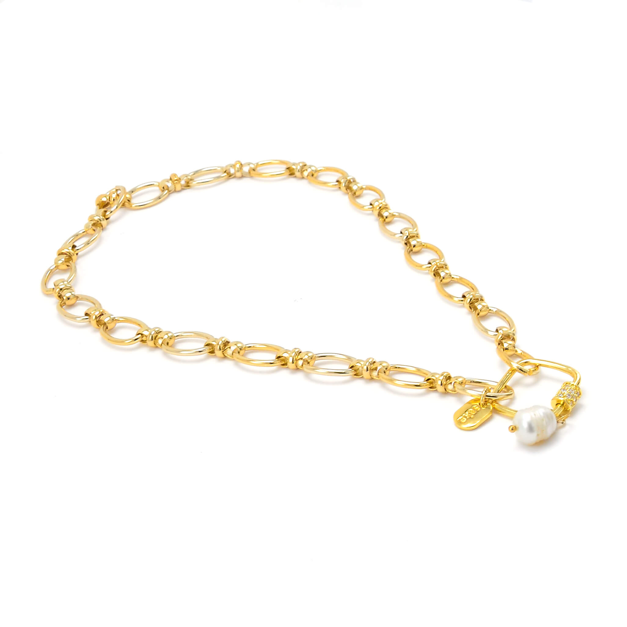 Square Carabiner Gold Chain Necklace