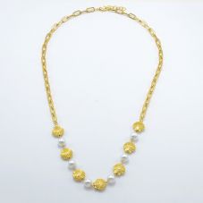 Pearl and Gold Shell Chain Necklace