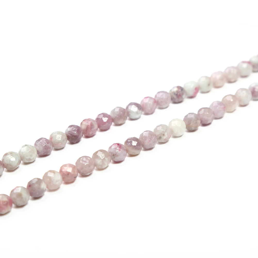 Gemstone Beads Pink Tourmaline Faceted Round Beads