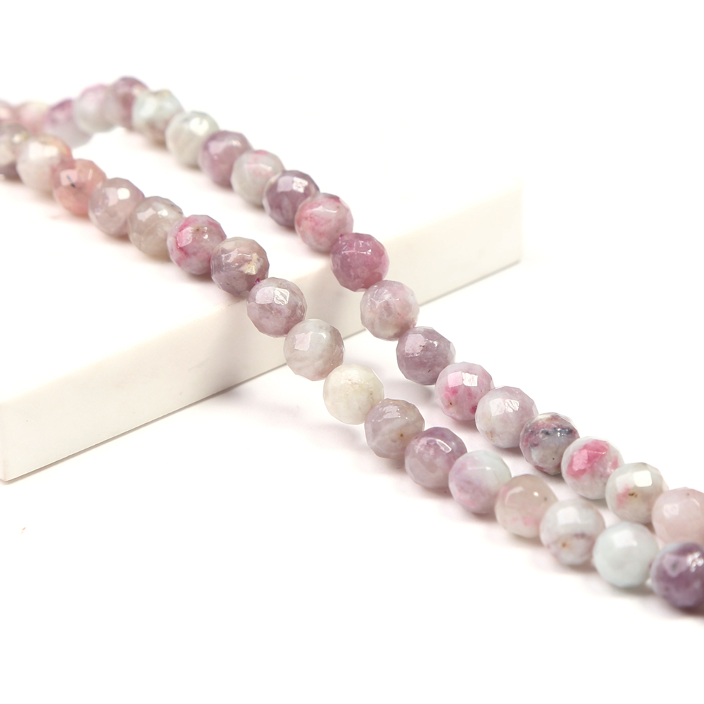 Gemstone Beads Pink Tourmaline Faceted Round Beads