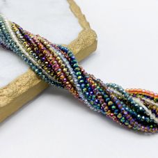 1.5x2mm Multi Color Faceted Rondelle Glass Beads