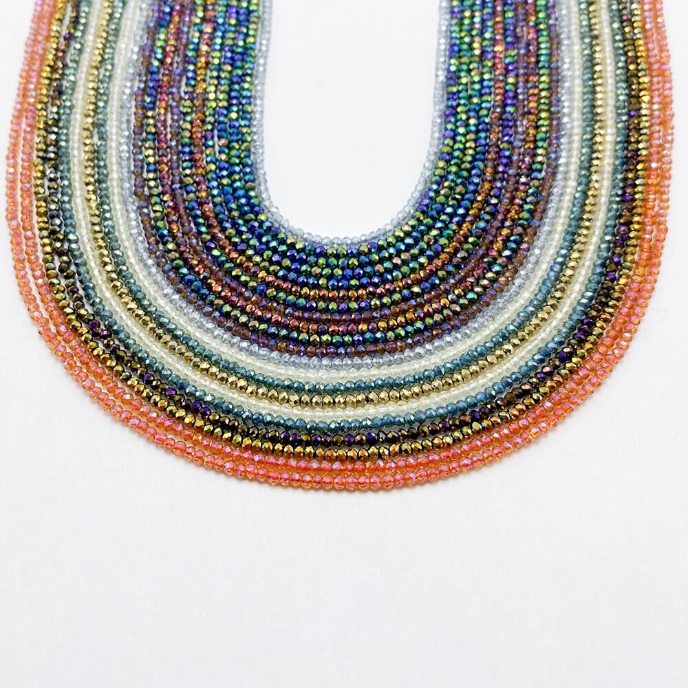 1.5x2mm Multi Color Faceted Rondelle Glass Beads