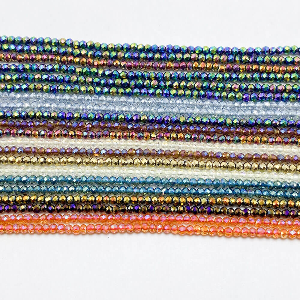 1.5x2mm Multi Color Faceted Rondelle Glass Beads