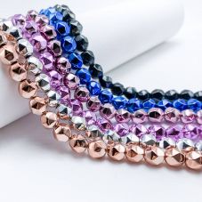8mm  Multi Color Faceted Round Hematite Beads