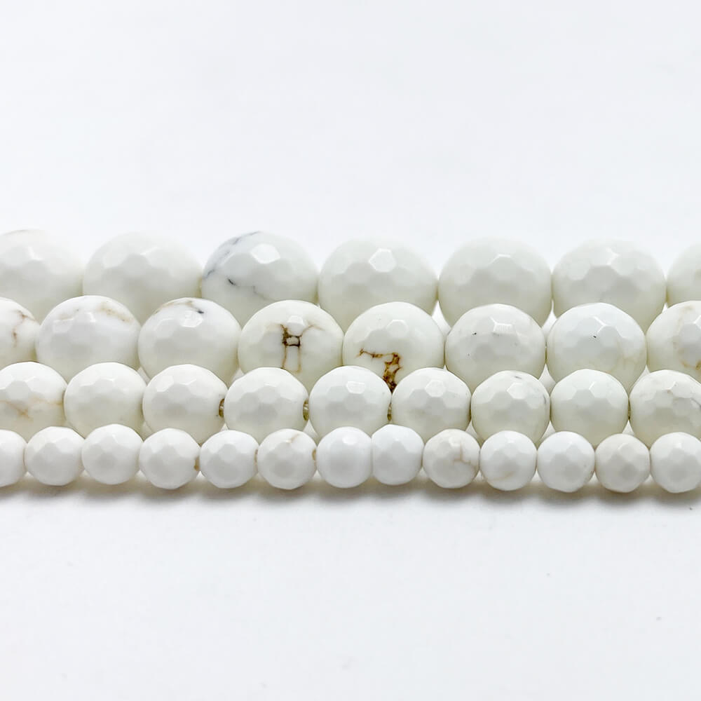 4/6/8/10mm Dyed White Howlite Faceted Round Beads