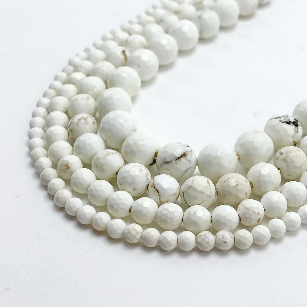 4/6/8/10mm Dyed White Howlite Faceted Round Beads