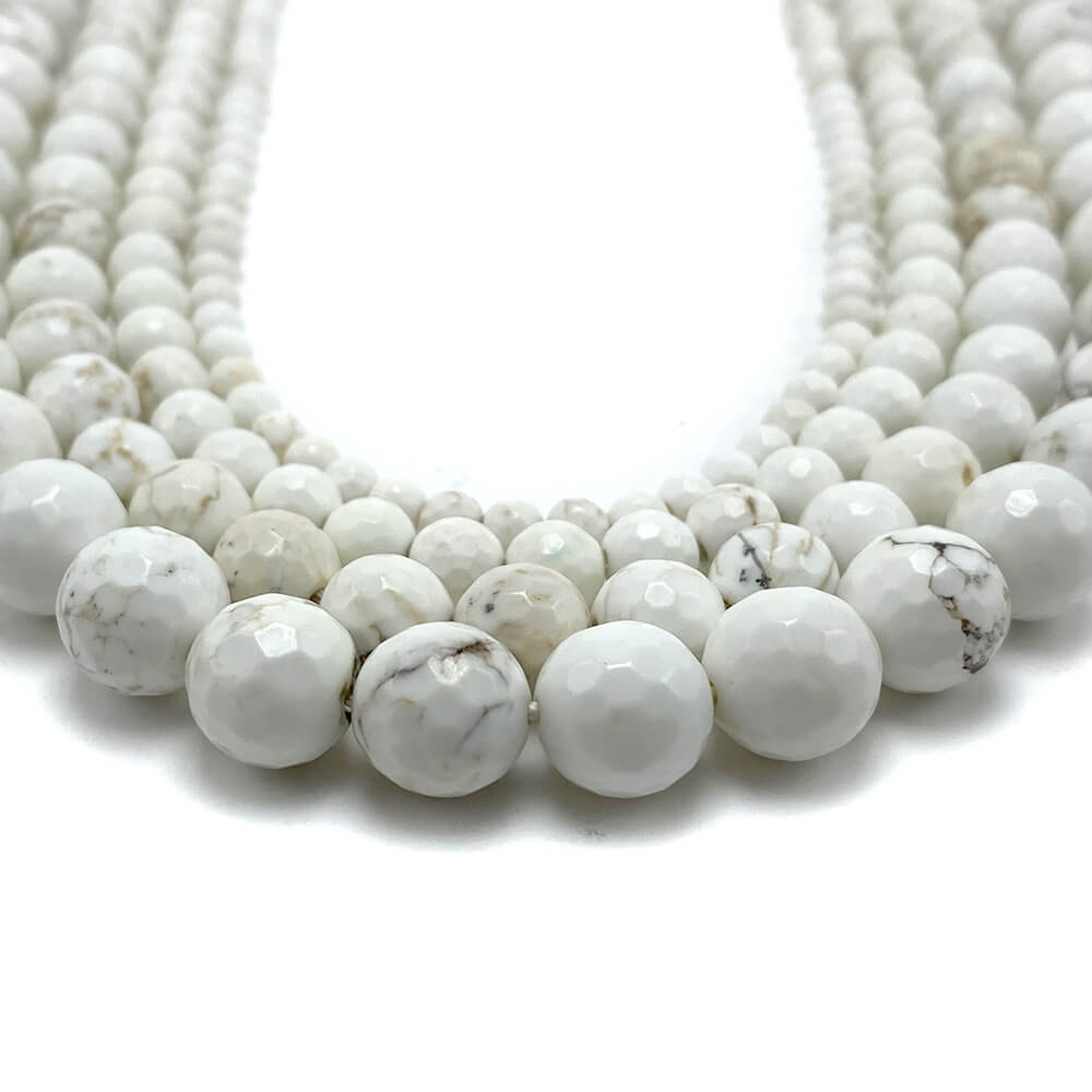 4/6/8/10mm Dyed White Howlite Faceted Round Beads