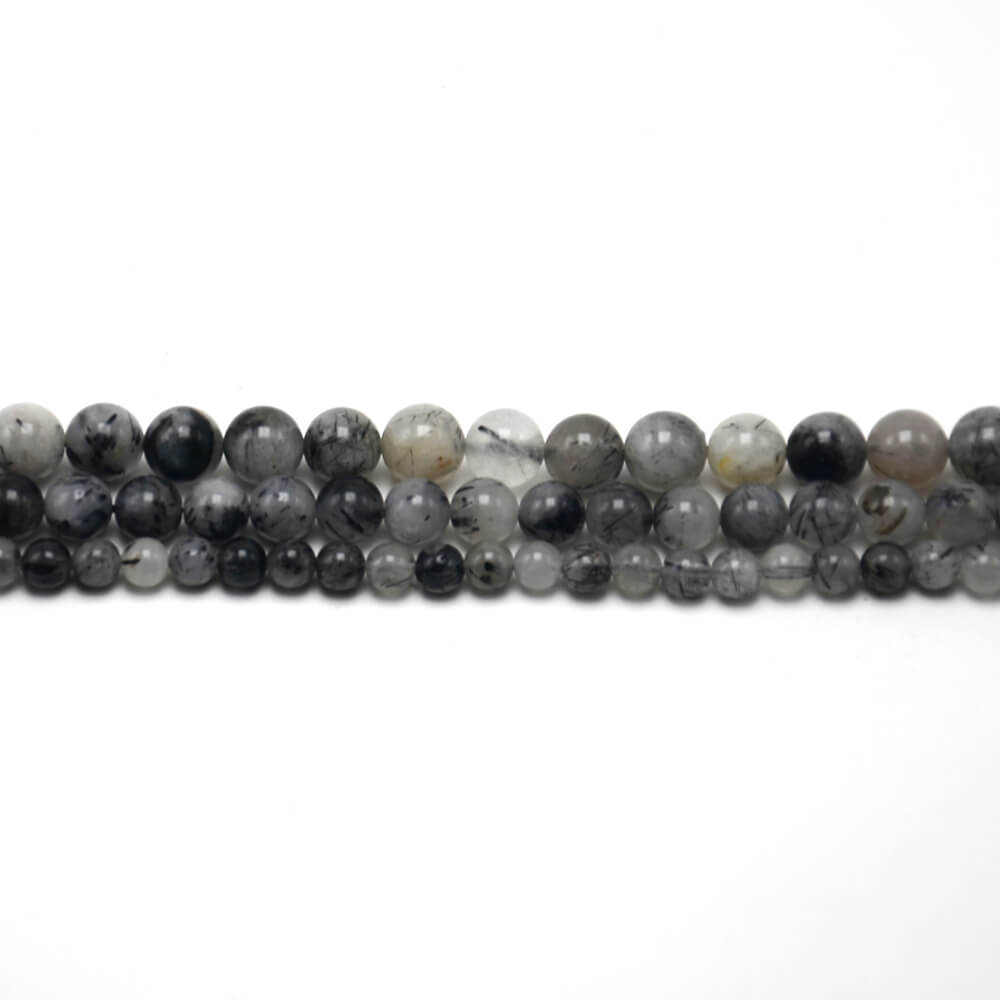 Wholesale Black Rutilated Quartz Round Beads Strands – Natural Gemstone Loose Beads for Jewelry Making