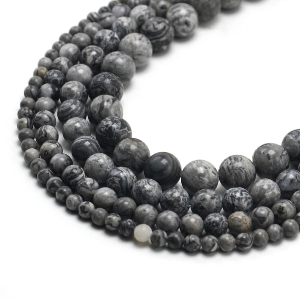 2023 wholesale natural stone Map Jasper Round Beads made in china