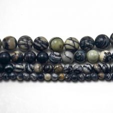 2023 wholesale Black Network Round Beads natural stone