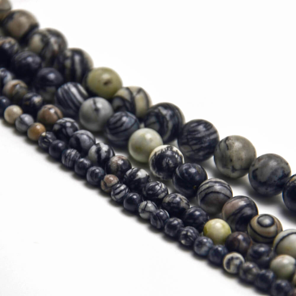 2023 wholesale Black Network Round Beads natural stone