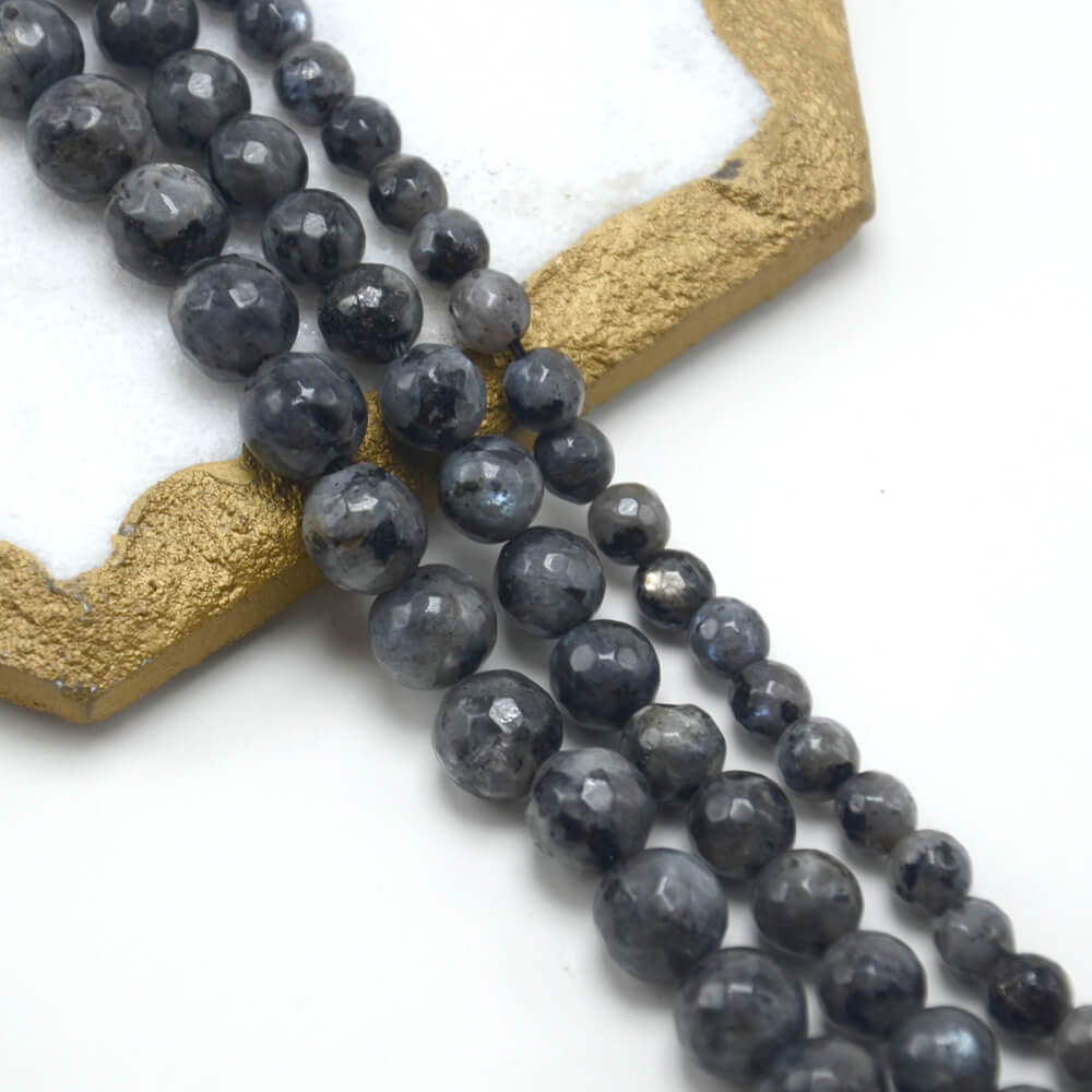 2023 wholesale Black Labradorite Faceted Round Beads made in china