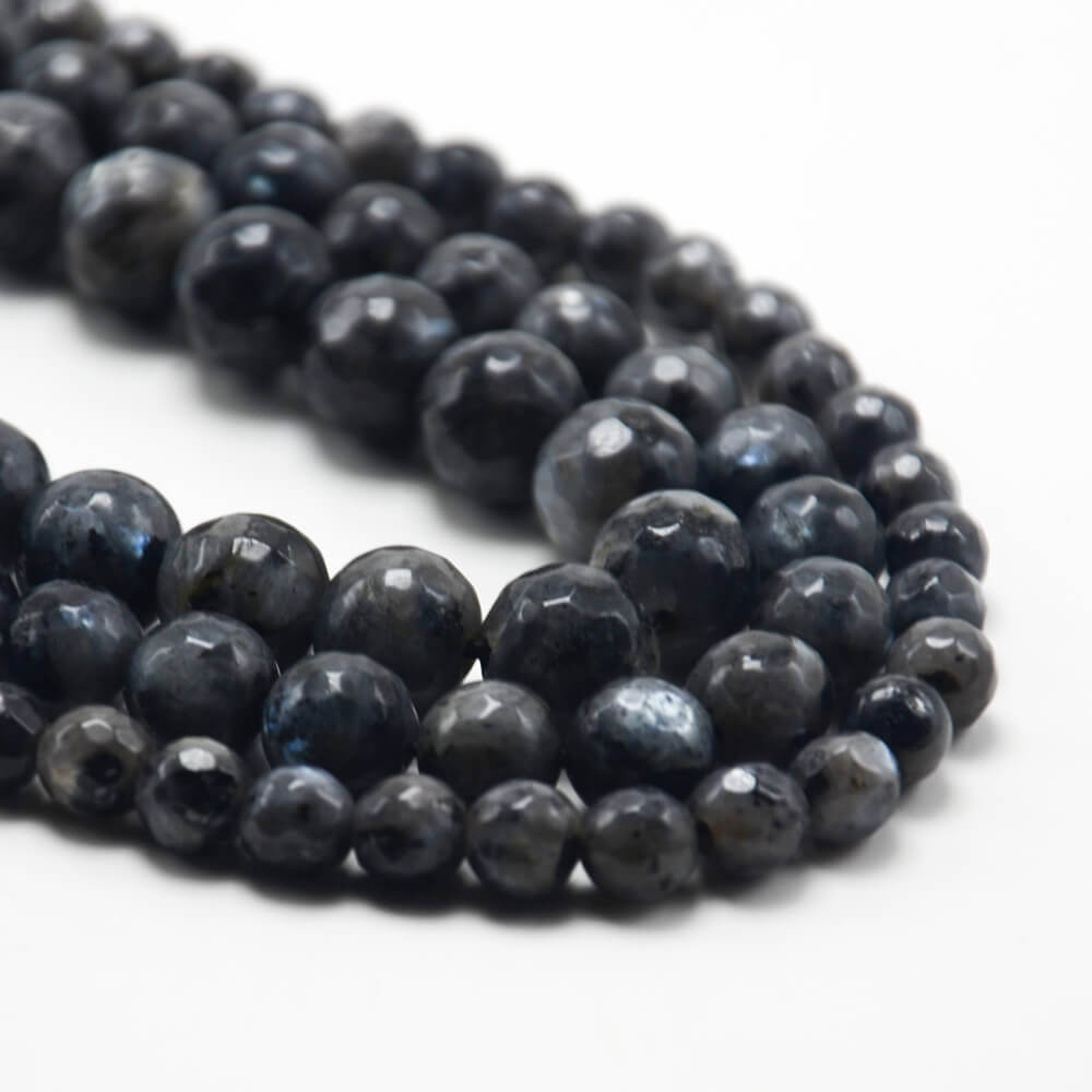 2023 wholesale Black Labradorite Faceted Round Beads made in china