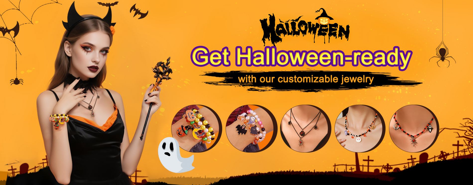 Get Halloween-ready with our customizable jewelry