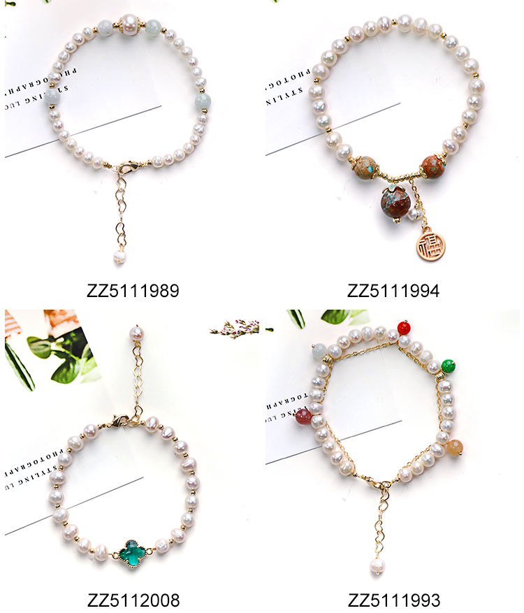 Wholesale Nature Freshwater Pearl Bracelet Baroque Pearl Bracelet with 14K Gold Plating