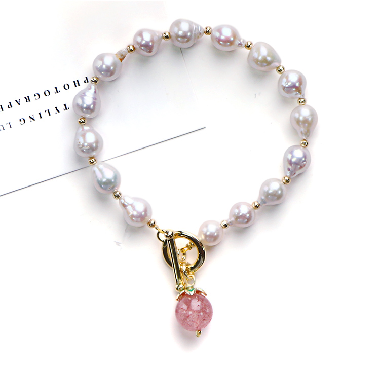 Wholesale Nature Freshwater Pearl Bracelet Baroque Pearl Bracelet with 14K Gold Plating