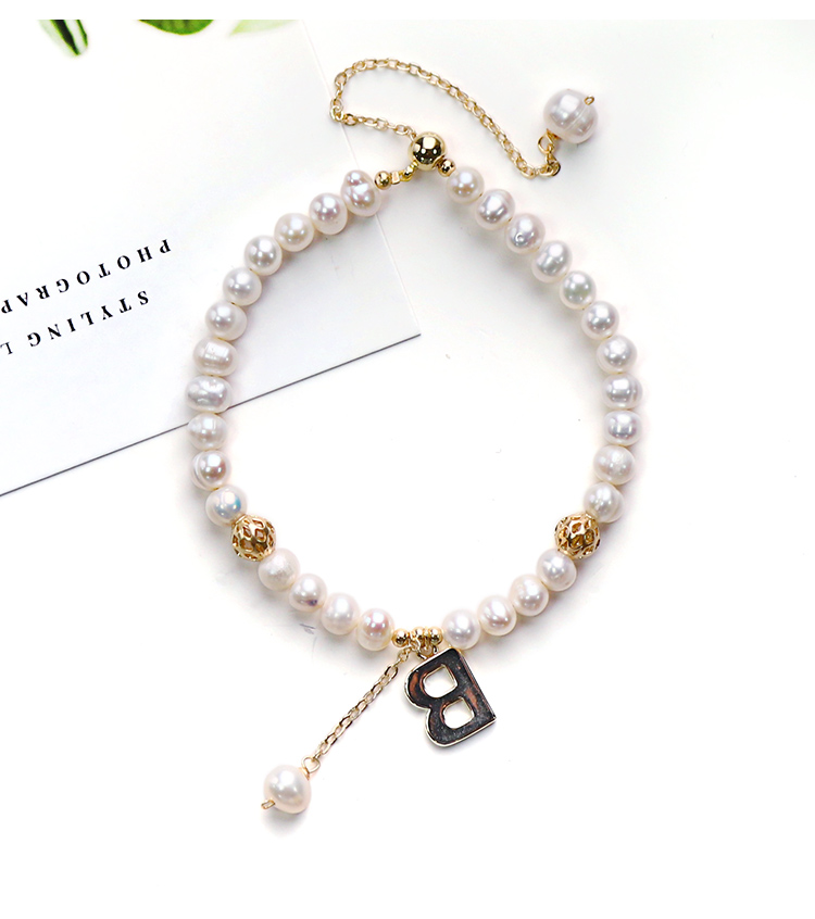 100% Nature Freshwater Pearl Bracelet Smile Charm Baroque Pearl Bracelet with 14K Gold Plating