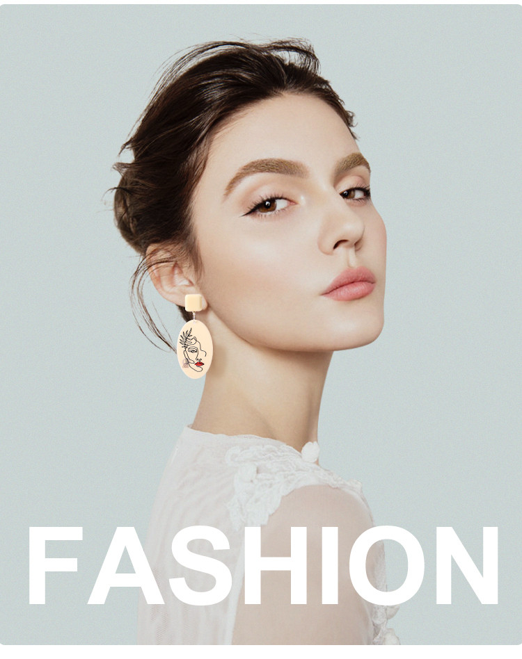 Girls Earring 3D Print Acetic Acid Material 3D Printing Acrylic Earrings Fashion Retro Resin Plastic Earrings