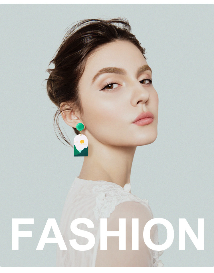 Wholesale Landscape Pattern 3D Print Acetic Acid Material 3D Printing Fashion Resin Earrings