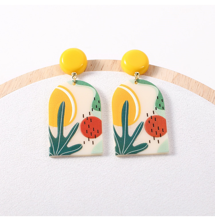 Wholesale Landscape Pattern 3D Print Acetic Acid Material 3D Printing Fashion Resin Earrings