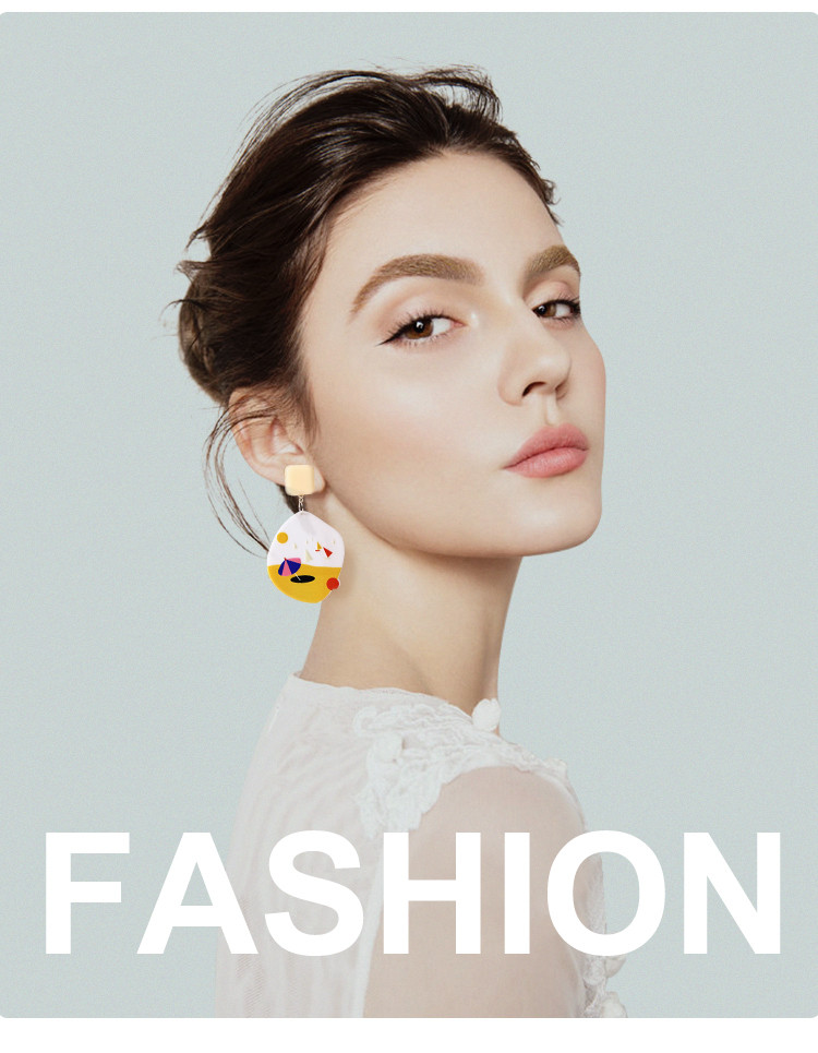 Fashion Acetic Acid Material 3D Printing Acrylic Earrings for Women