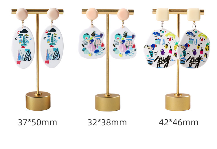 Fashion Acetic Acid Material 3D Printing Colorful Acrylic Earrings
