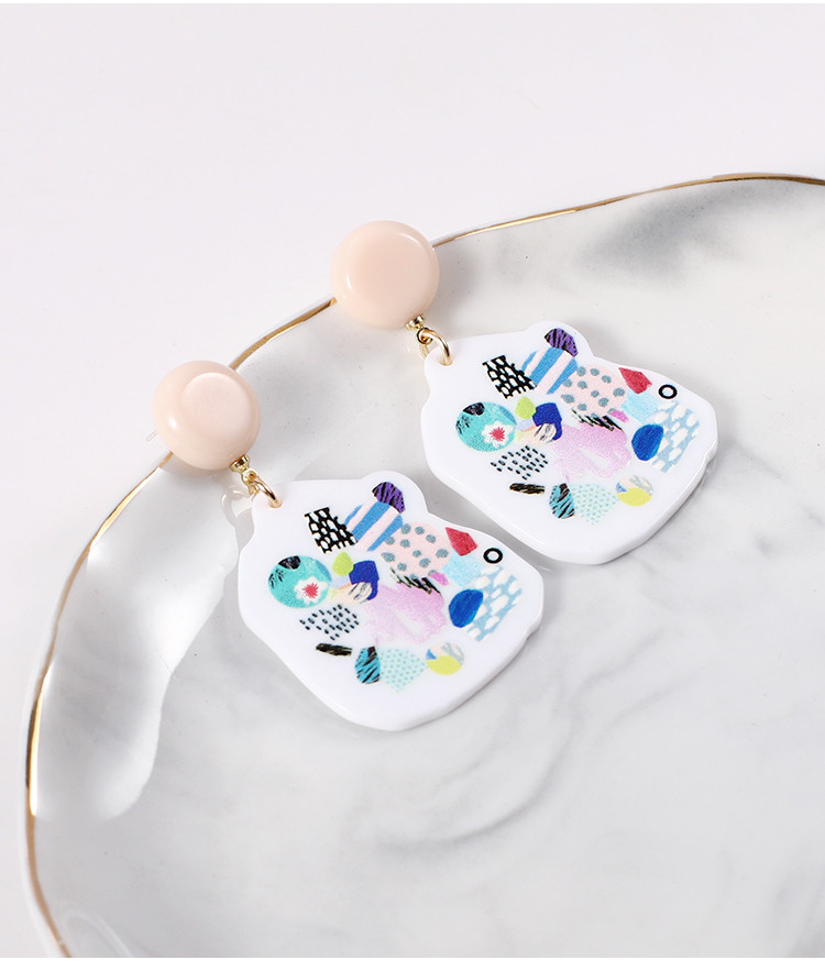 Fashion Acetic Acid Material 3D Printing Colorful Acrylic Earrings