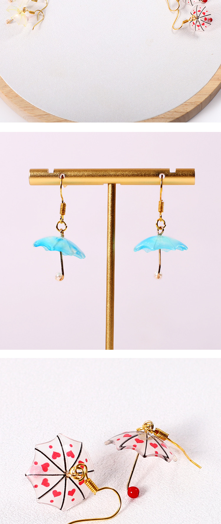 Fashion Acetic Acid Material Mini Umbrella Earring Resin Drop Earrings for Women