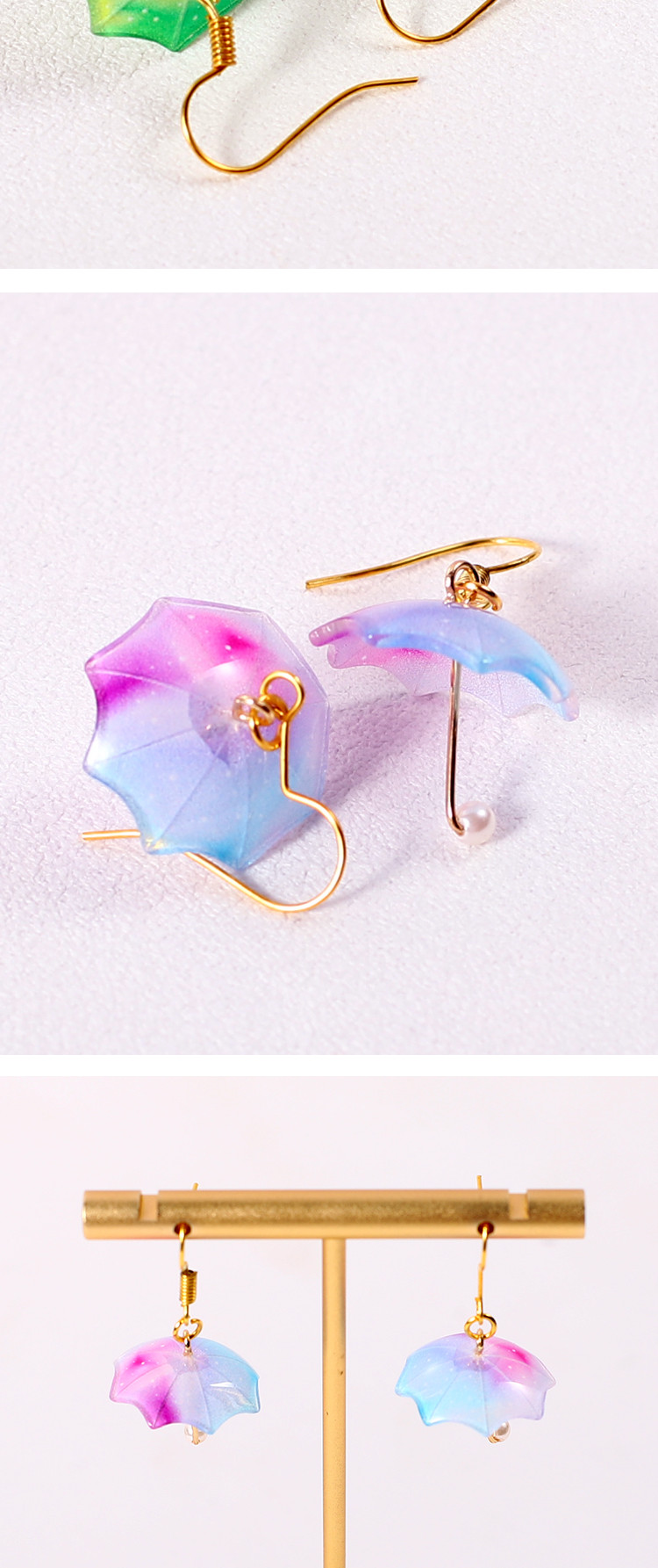 Fashion Acetic Acid Material Mini Umbrella Earring Resin Drop Earrings for Women