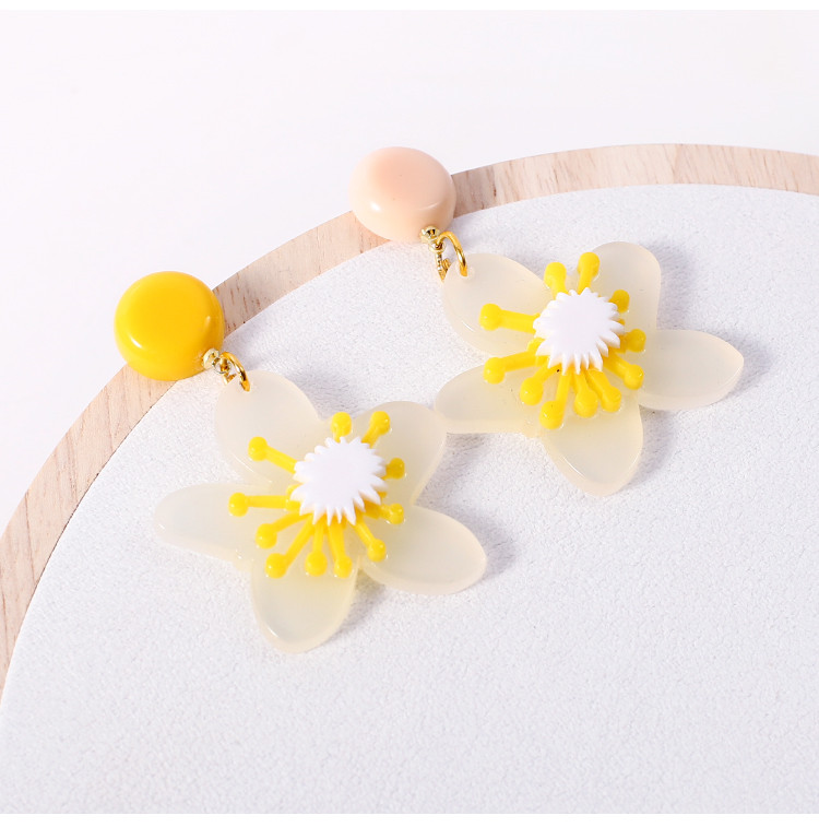 New Design Acetic Acid Material 3D Printing Flower Acrylic Earrings