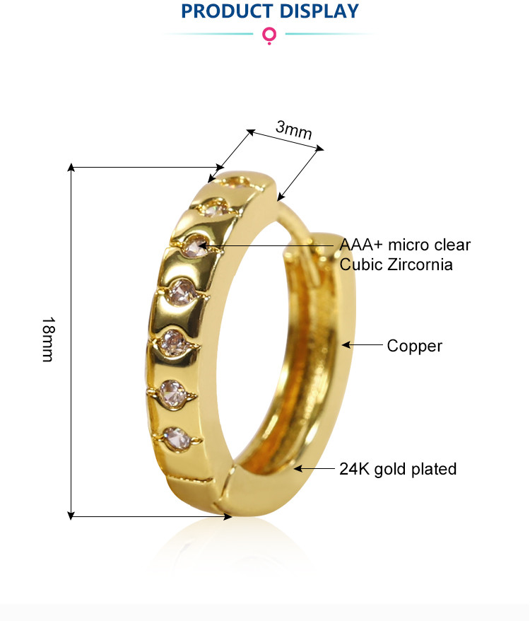 Cheap Hoop Earrings Cubic Zircon Dubai 24K Gold Plated Jewelry Fashion Earrings for Women
