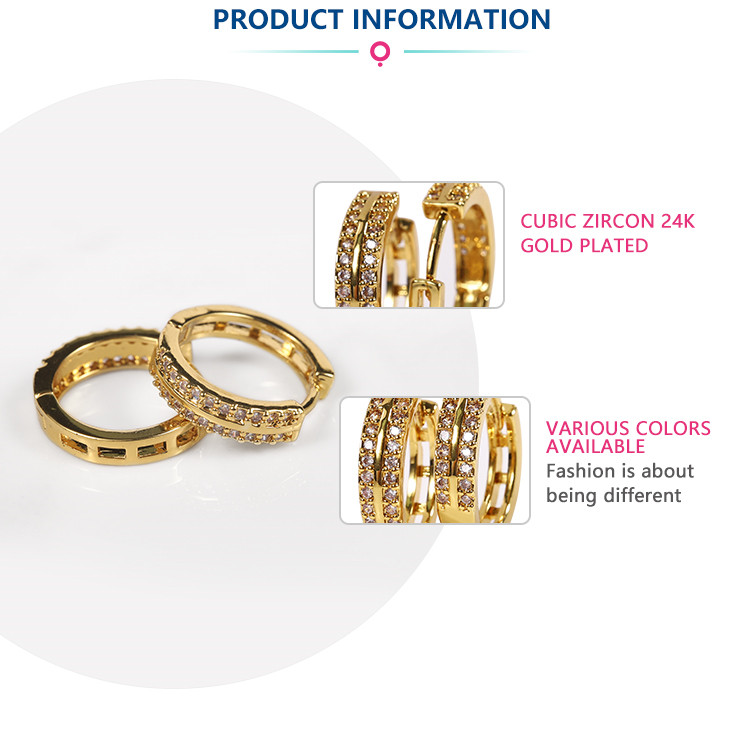 2021 Hot Sale 14K Gold Plated Zircon Hoop Earrings for Women Jewelry