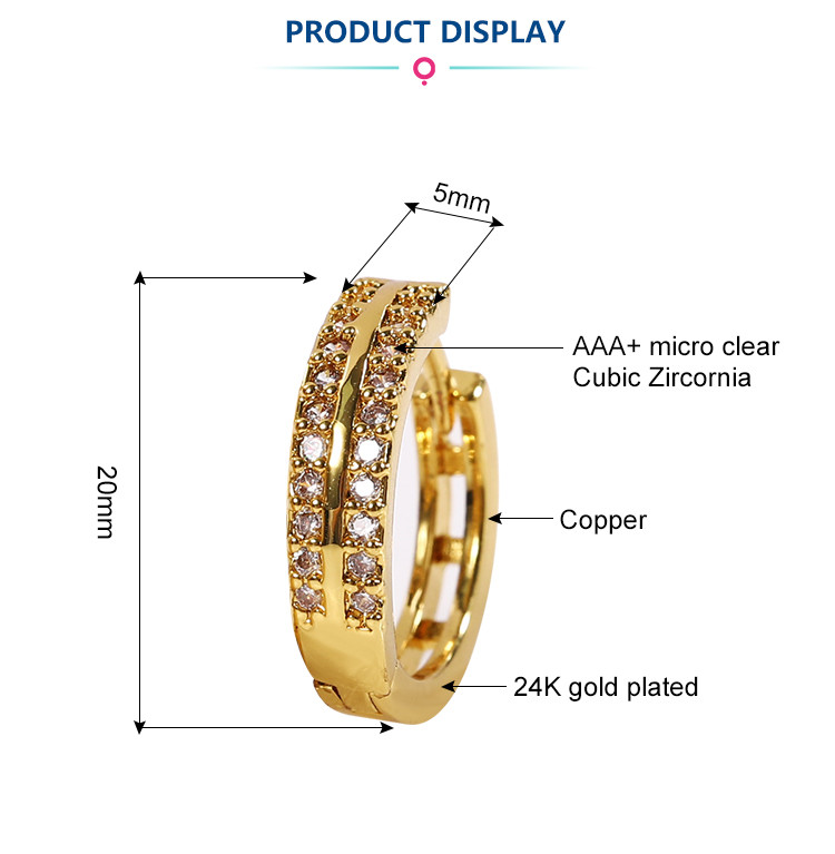 2021 Hot Sale 14K Gold Plated Zircon Hoop Earrings for Women Jewelry