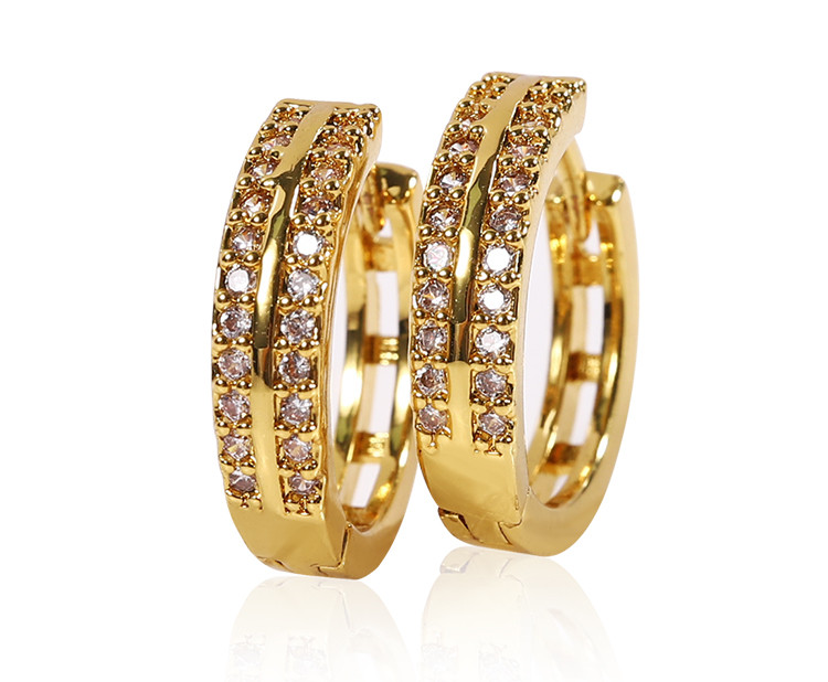 2021 Hot Sale 14K Gold Plated Zircon Hoop Earrings for Women Jewelry