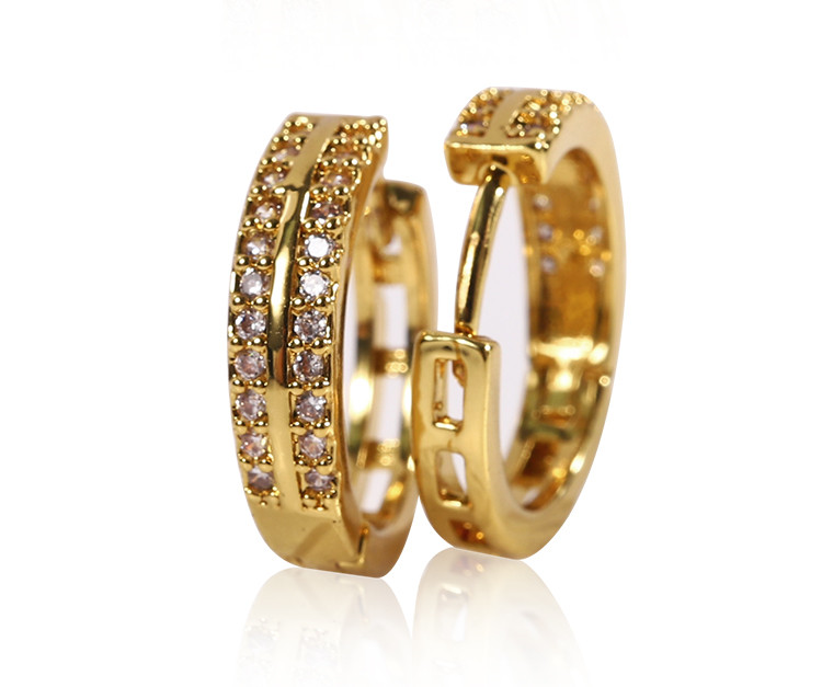 2021 Hot Sale 14K Gold Plated Zircon Hoop Earrings for Women Jewelry