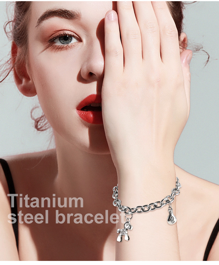 Fashion 304 Stainless Steel Jewelry Chain Charms Bracelet for Women Men