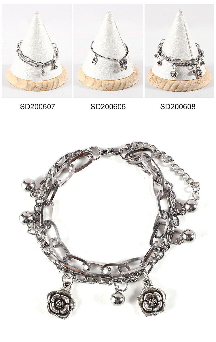 High Quality 304 Stainless Steel Chain HipHop Charms Bracelet Bangles