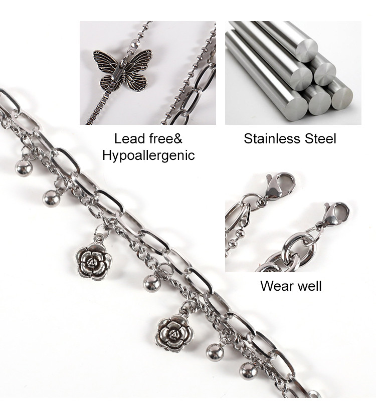 High Quality 304 Stainless Steel Chain HipHop Charms Bracelet Bangles