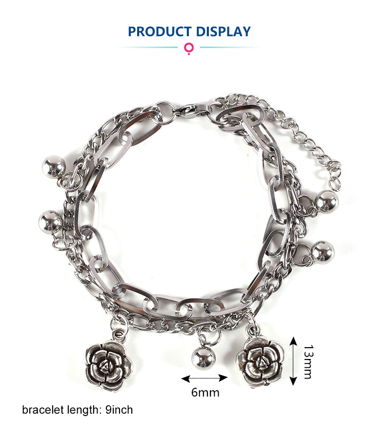 High Quality 304 Stainless Steel Chain HipHop Charms Bracelet Bangles