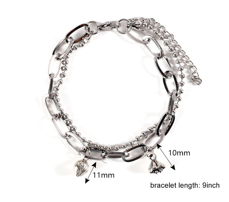 High Quality 304 Stainless Steel Chain HipHop Charms Bracelet Bangles