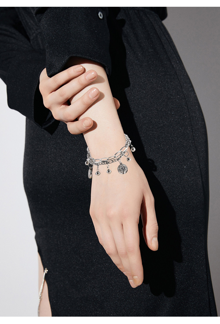 High Quality 304 Stainless Steel Chain HipHop Life Tree Charms Bracelet