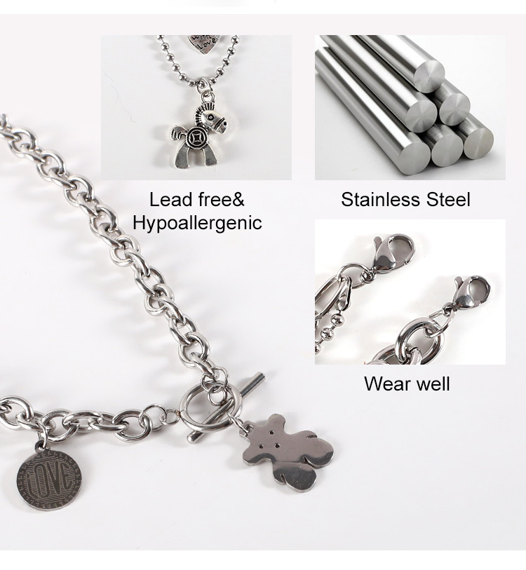 High Quality 304 Stainless Steel OT Buckle Charms Necklace