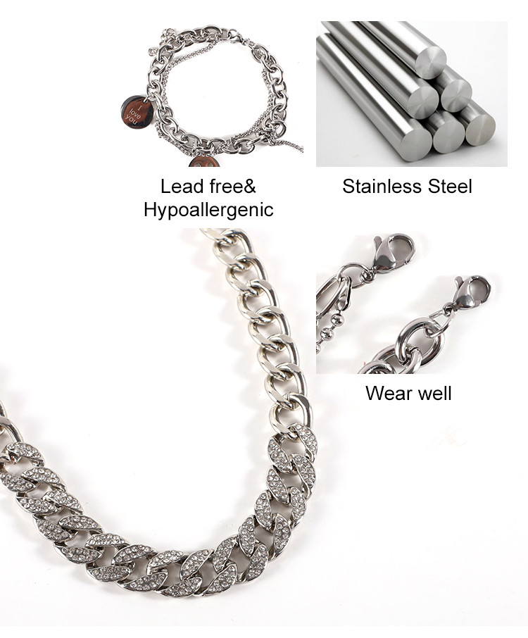 Fashion 304 Stainless Steel Bracelet Necklace Jewelry Set