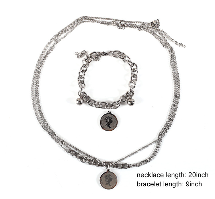 Fashion 304 Stainless Steel Bracelet Necklace Jewelry Set