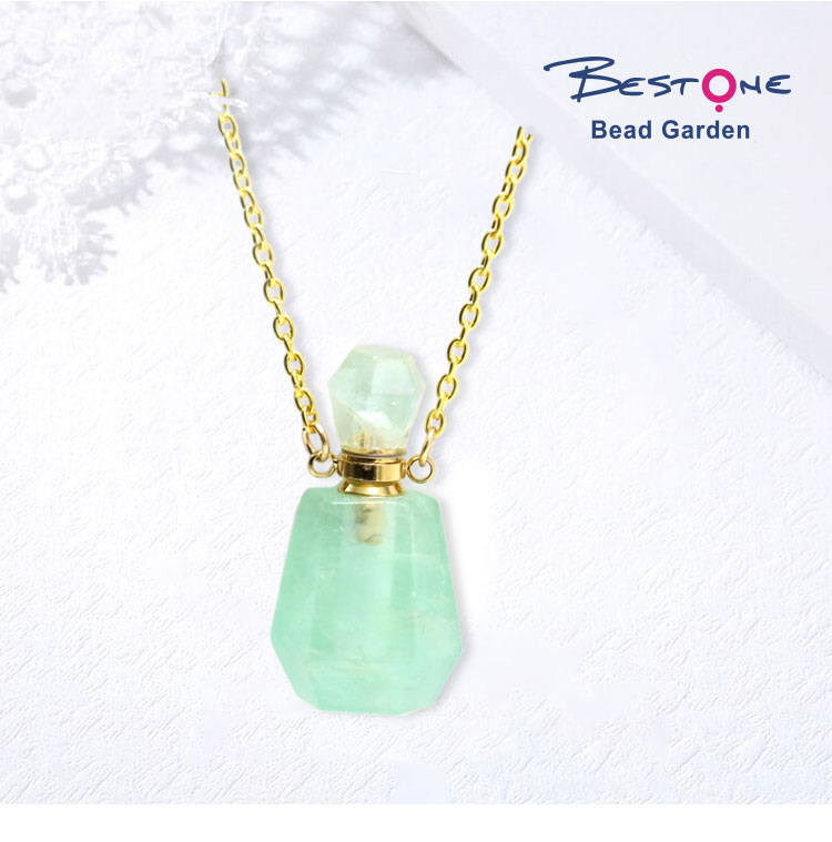 Natural Green Aventurine Essential Oil Bottle Necklace